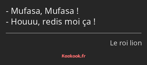 Mufasa, Mufasa ! Houuu, redis moi ça !