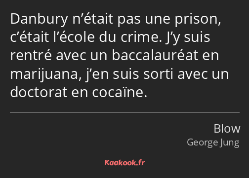 Danbury n’était pas une prison, c’était l’école du crime. J’y suis rentré avec un baccalauréat en…