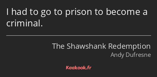 I had to go to prison to become a criminal.