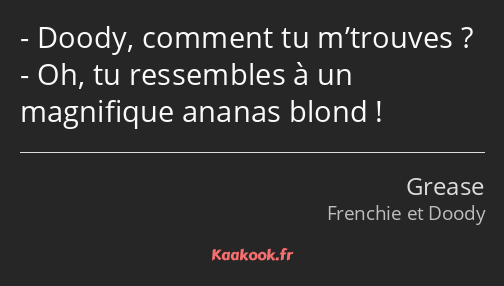 Doody, comment tu m’trouves ? Oh, tu ressembles à un magnifique ananas blond !