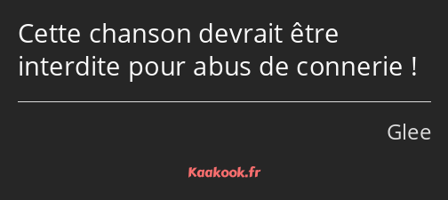 Cette chanson devrait être interdite pour abus de connerie !