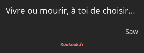 Vivre ou mourir, à toi de choisir…