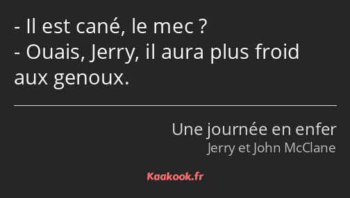 Il est cané, le mec ? Ouais, Jerry, il aura plus froid aux genoux.