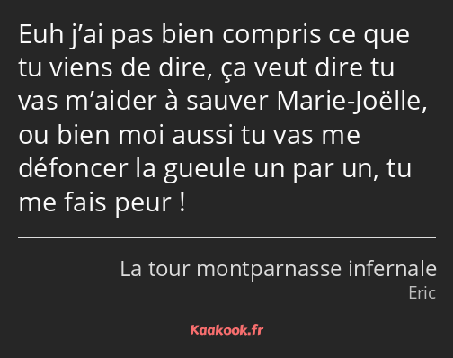 Euh j’ai pas bien compris ce que tu viens de dire, ça veut dire tu vas m’aider à sauver Marie…