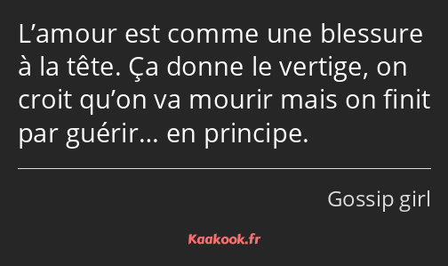 L’amour est comme une blessure à la tête. Ça donne le vertige, on croit qu’on va mourir mais on…