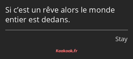 Si c’est un rêve alors le monde entier est dedans.