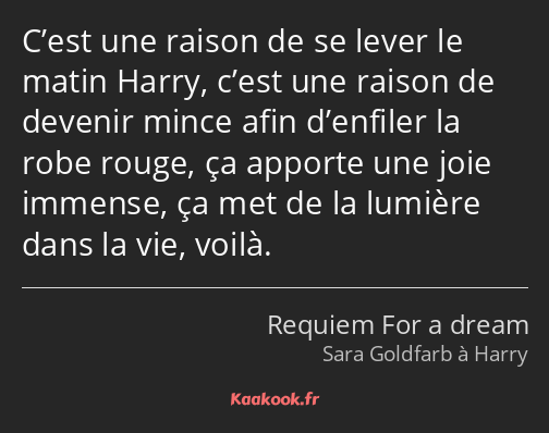 C’est une raison de se lever le matin Harry, c’est une raison de devenir mince afin d’enfiler la…