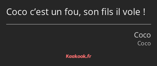 Coco c’est un fou, son fils il vole !