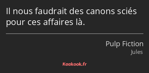 Il nous faudrait des canons sciés pour ces affaires là.