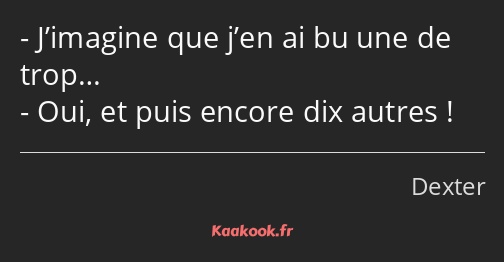 J’imagine que j’en ai bu une de trop… Oui, et puis encore dix autres !