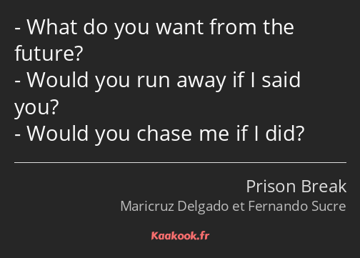 What do you want from the future? Would you run away if I said you? Would you chase me if I did?