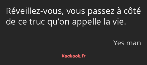 Réveillez-vous, vous passez à côté de ce truc qu’on appelle la vie.