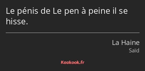 Le pénis de Le pen à peine il se hisse.