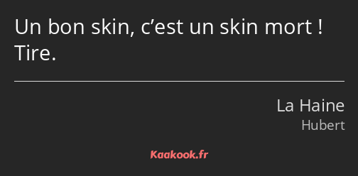 Un bon skin, c’est un skin mort ! Tire.