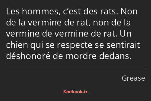 Les hommes, c’est des rats. Non de la vermine de rat, non de la vermine de vermine de rat. Un chien…