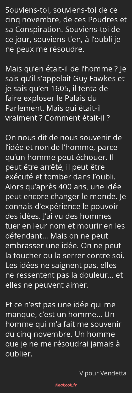 Citation « Souvienstoi, souvienstoi de ce cinq novembre
