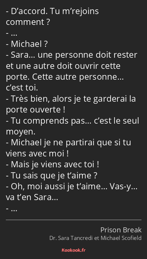 D’accord. Tu m’rejoins comment ? … Michael ? Sara… une personne doit rester et une autre doit…