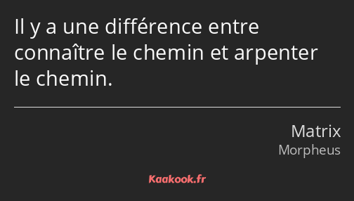 Il y a une différence entre connaître le chemin et arpenter le chemin.