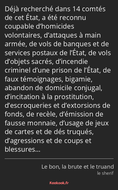 Déjà recherché dans 14 comtés de cet État, a été reconnu coupable d’homicides volontaires…