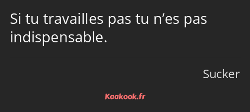 Si tu travailles pas tu n’es pas indispensable.