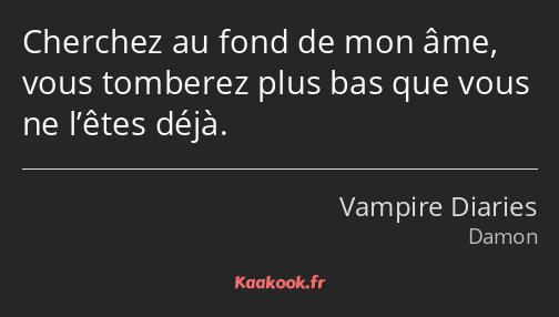 Cherchez au fond de mon âme, vous tomberez plus bas que vous ne l’êtes déjà.