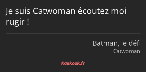 Je suis Catwoman écoutez moi rugir !