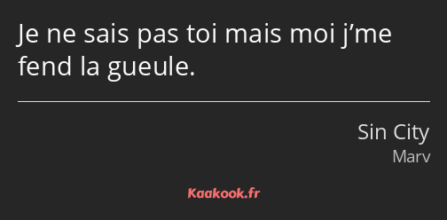 Je ne sais pas toi mais moi j’me fend la gueule.