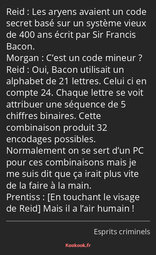 Les aryens avaient un code secret basé sur un système vieux de 400 ans écrit par Sir Francis Bacon…