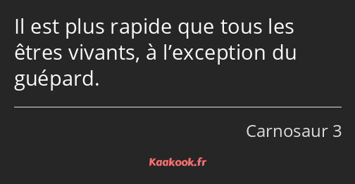 Il est plus rapide que tous les êtres vivants, à l’exception du guépard.