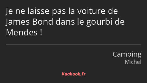 Je ne laisse pas la voiture de James Bond dans le gourbi de Mendes !