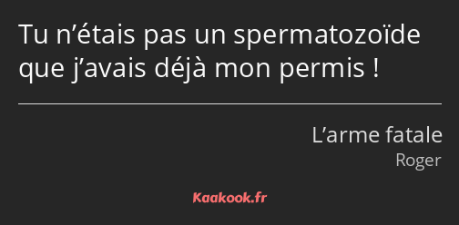 Tu n’étais pas un spermatozoïde que j’avais déjà mon permis !