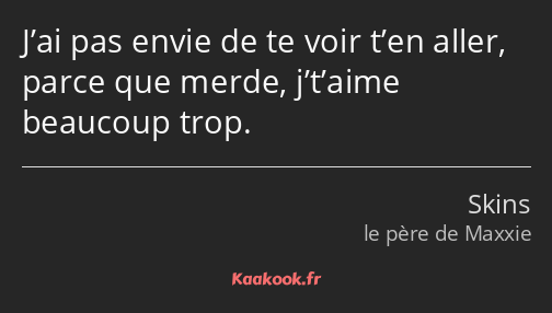 J’ai pas envie de te voir t’en aller, parce que merde, j’t’aime beaucoup trop.