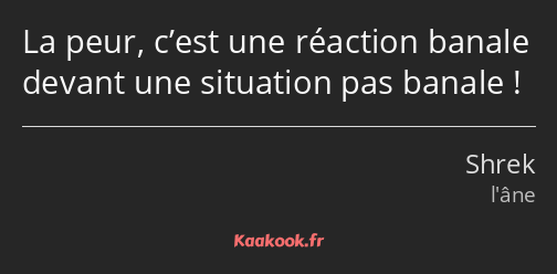 La peur, c’est une réaction banale devant une situation pas banale !