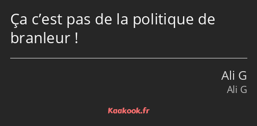 Ça c’est pas de la politique de branleur !