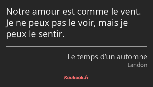 Notre amour est comme le vent. Je ne peux pas le voir, mais je peux le sentir.