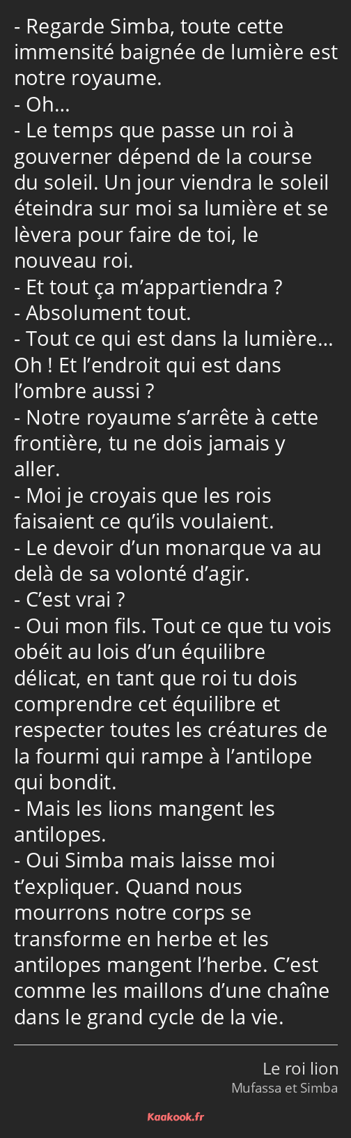 Citation Regarde Simba Toute Cette Immensite Baignee Kaakook