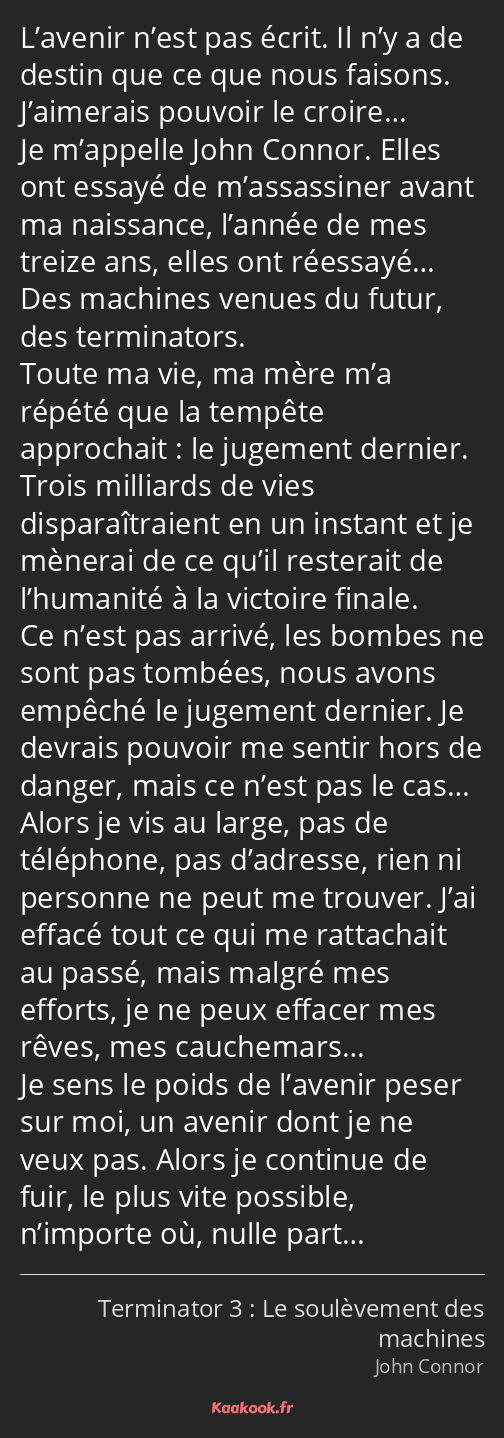 Citation L Avenir N Est Pas Ecrit Il N Y A De Destin Kaakook