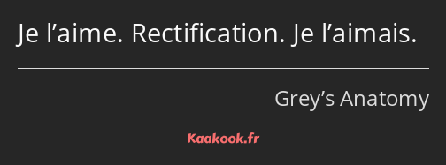 Je l’aime. Rectification. Je l’aimais.