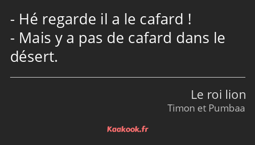 Hé regarde il a le cafard ! Mais y a pas de cafard dans le désert.