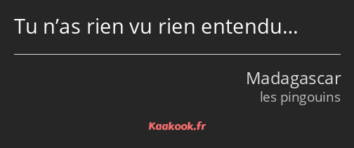 Tu n’as rien vu rien entendu…