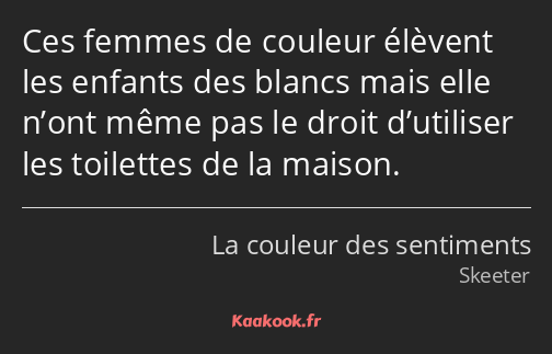 Ces femmes de couleur élèvent les enfants des blancs mais elle n’ont même pas le droit d’utiliser…