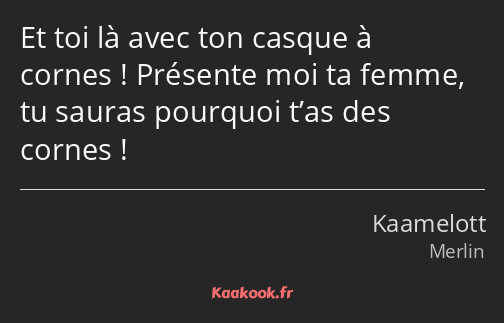 Et toi là avec ton casque à cornes ! Présente moi ta femme, tu sauras pourquoi t’as des cornes !