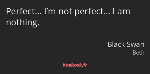 Perfect… I’m not perfect… I am nothing.