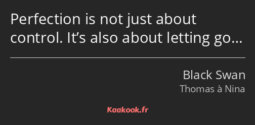 Perfection is not just about control. It’s also about letting go…