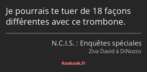 Je pourrais te tuer de 18 façons différentes avec ce trombone.