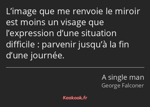 L’image que me renvoie le miroir est moins un visage que l’expression d’une situation difficile…