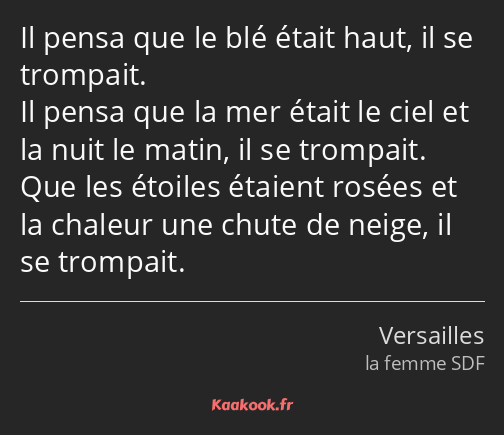 Il pensa que le blé était haut, il se trompait. Il pensa que la mer était le ciel et la nuit le…