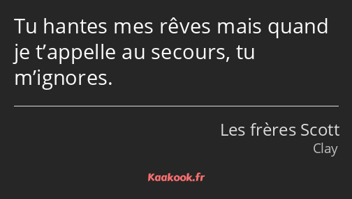 Tu hantes mes rêves mais quand je t’appelle au secours, tu m’ignores.