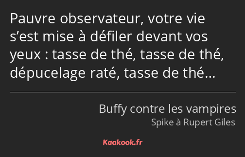 Pauvre observateur, votre vie s’est mise à défiler devant vos yeux : tasse de thé, tasse de thé…