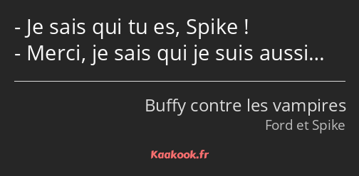 Je sais qui tu es, Spike ! Merci, je sais qui je suis aussi…